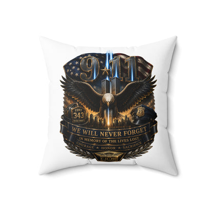 9/11 Memorial Eagle Pillow — "We Will Never Forget" Tribute Accent Pillow