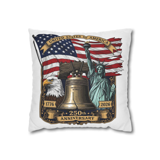 Liberty 250th Anniversary Decorative Pillowcase — Statue of Liberty, Liberty Bell & Flag Design (1776–2026)