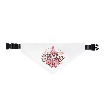 Birthday Girl Clip-On Pet Bandana — Pink Party Hat Design for Dogs & Cats
