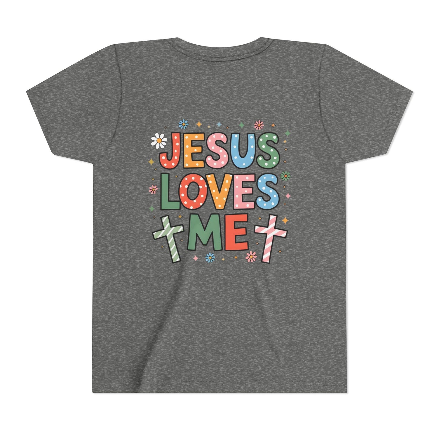 Youth Tee — "Jesus Loves Me" Colorful Christian Kids T-Shirt