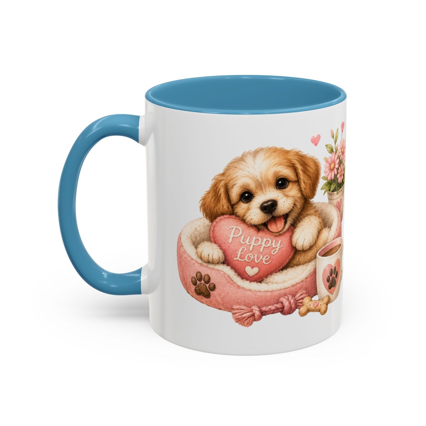 Puppy Love Coffee Mug — Cute Dog Heart Accent Mug (11/15oz)