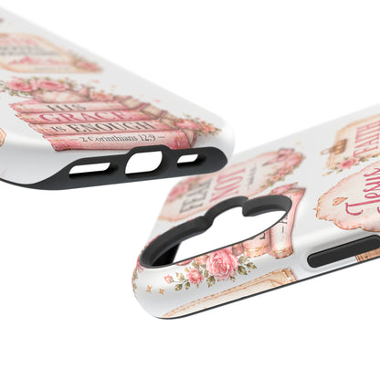Christian Phone Case - "Fear Not, Faith Moves Mountains, Jesus Saves" Floral Magnetic Impact-Resistant Case