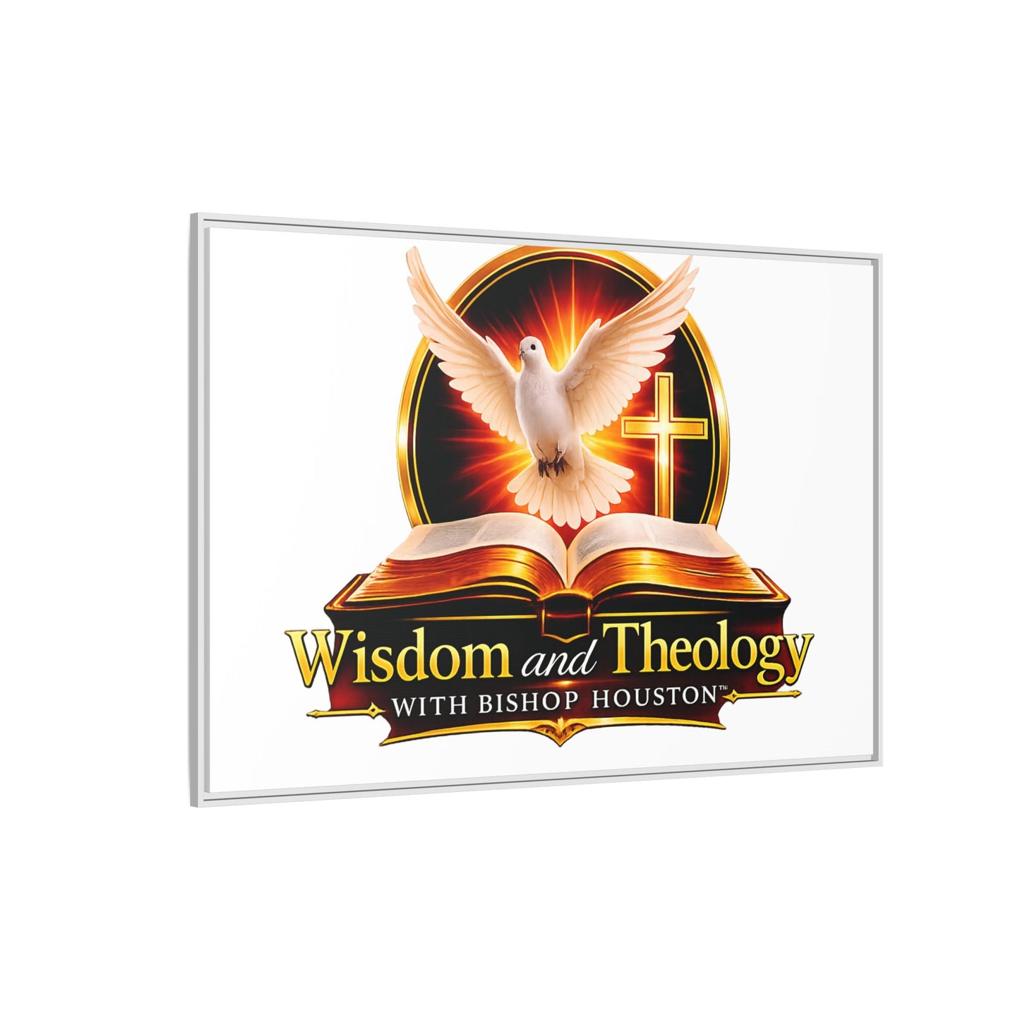 Framed Canvas Print — "Wisdom and Theology" Dove & Bible Wall Art