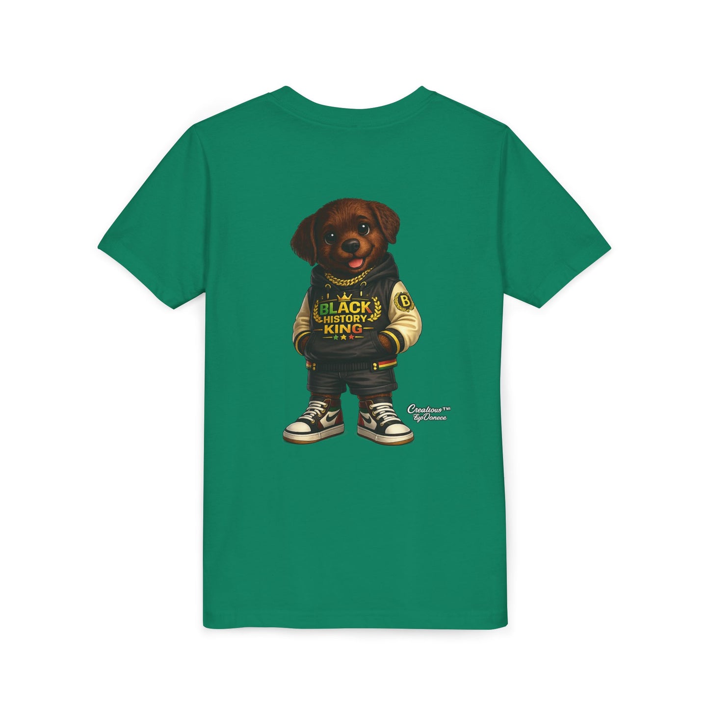 Youth Tee — 'Black History King' Puppy Graphic Shirt