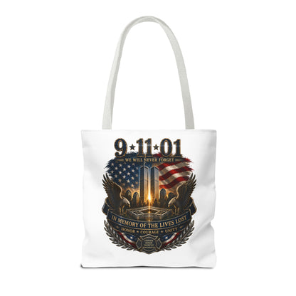 9/11 Memorial Tote Bag — We Will Never Forget Tribute Tote