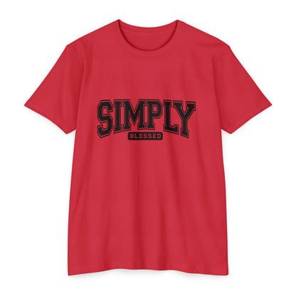 Simply Blessed T-Shirt — Vintage Collegiate Script Faith Tee
