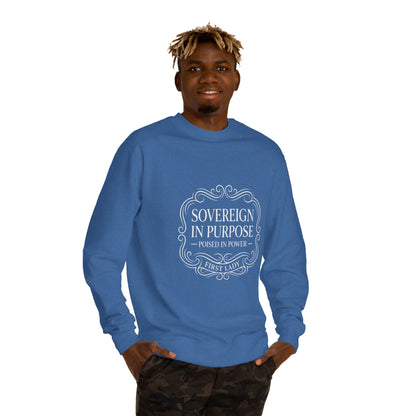 White Crewneck Sweatshirt — Subtle Embossed 'Nowhere to Be Found' Minimal Design