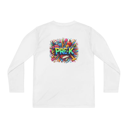 PRE-K Youth Long Sleeve Tee — Colorful School Supplies Design