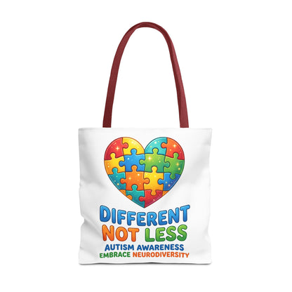 Autism Awareness Tote — "Different Not Less" Puzzle Heart