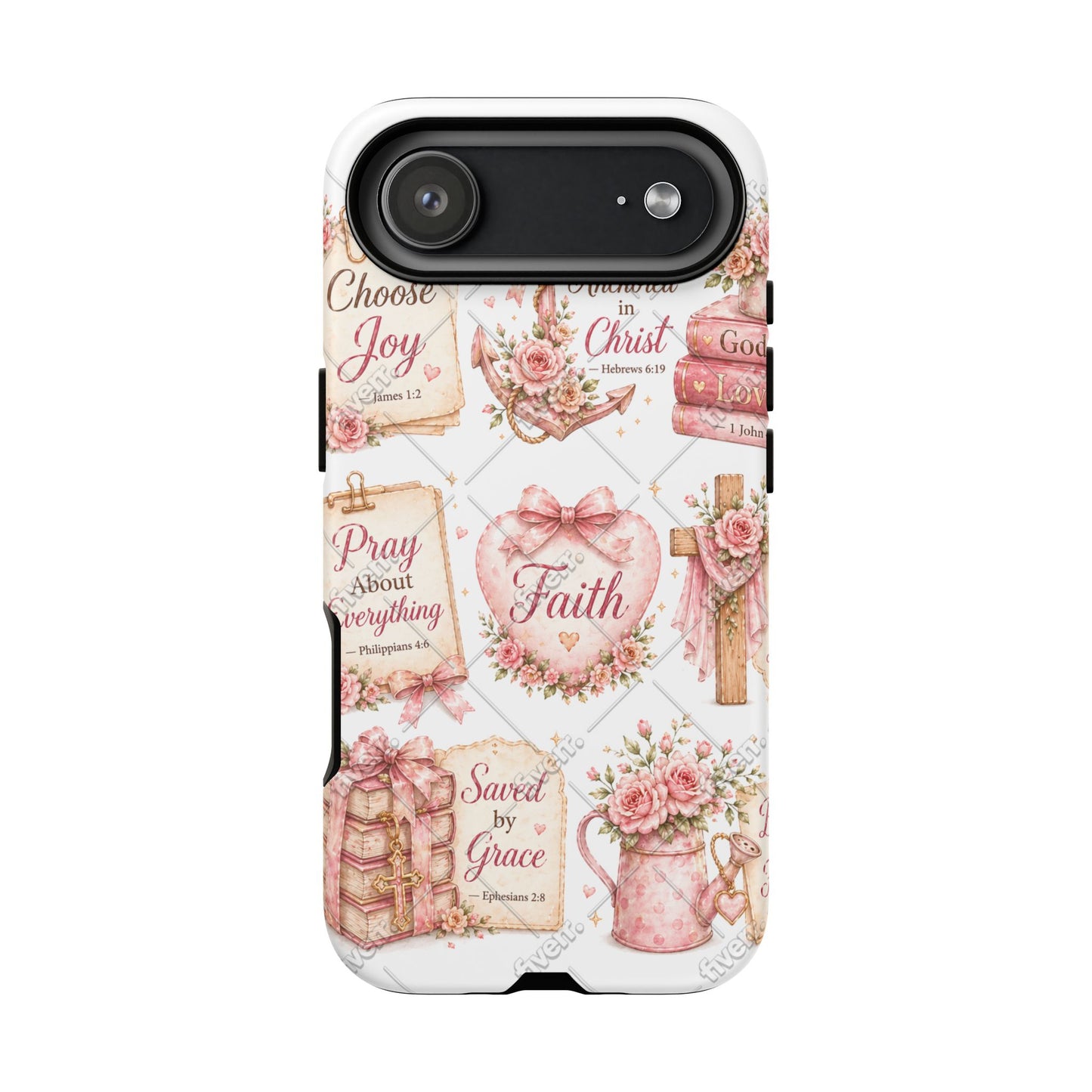 Faith Floral Phone Case – Christian Inspirational Scripture iPhone Cover (Choose Joy, Pray, Faith)