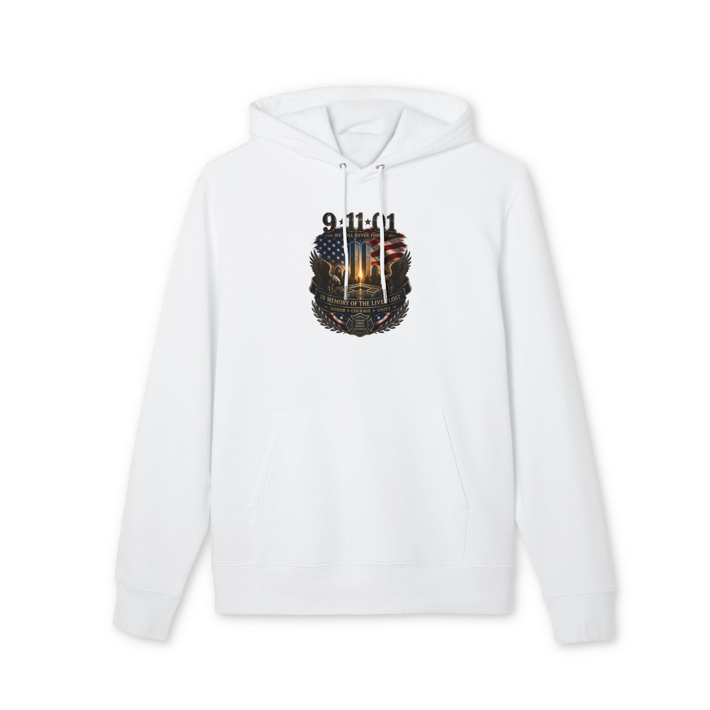 9/11 Remembrance Hoodie — Tribute Twin Towers Memorial Hoodie with American Flag