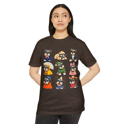 Schnauzer Crew Portrait T‑Shirt — Cute Dogs in Costumes Tee