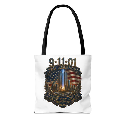 9·11 Memorial Tote Bag — We Will Never Forget Tribute Tote