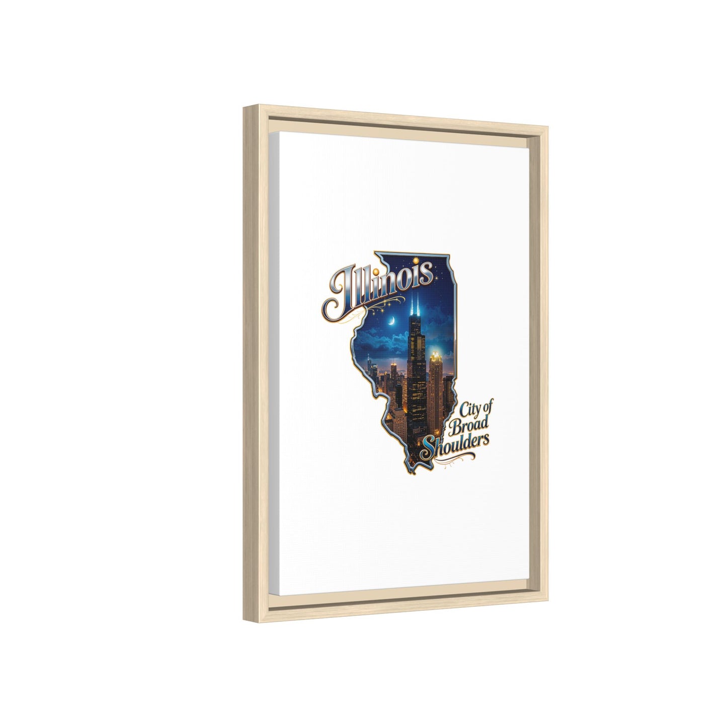 Illinois City of Broad Shoulders Matte Canvas Framed Wall Art