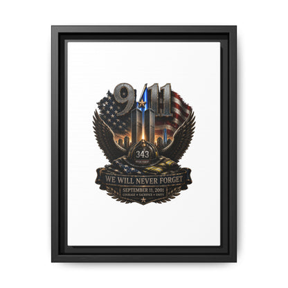 9/11 Memorial Matte Canvas Print — "We Will Never Forget" Framed Tribute