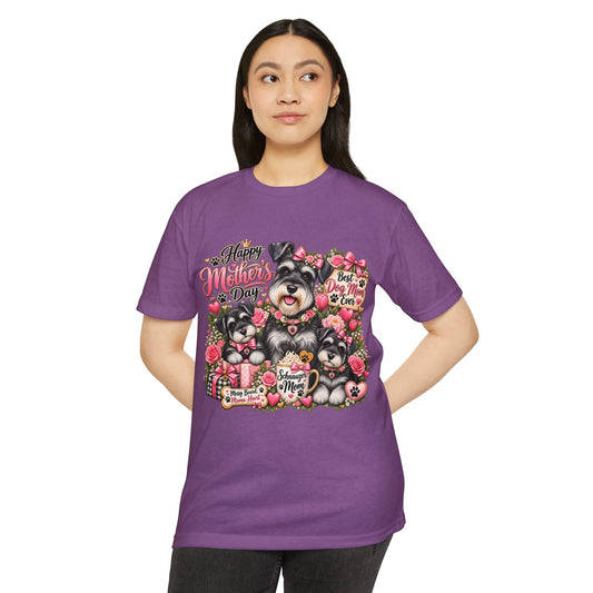 Mother's Day Schnauzer T-Shirt — "Happy Mother's Day" Dog Mom Tee