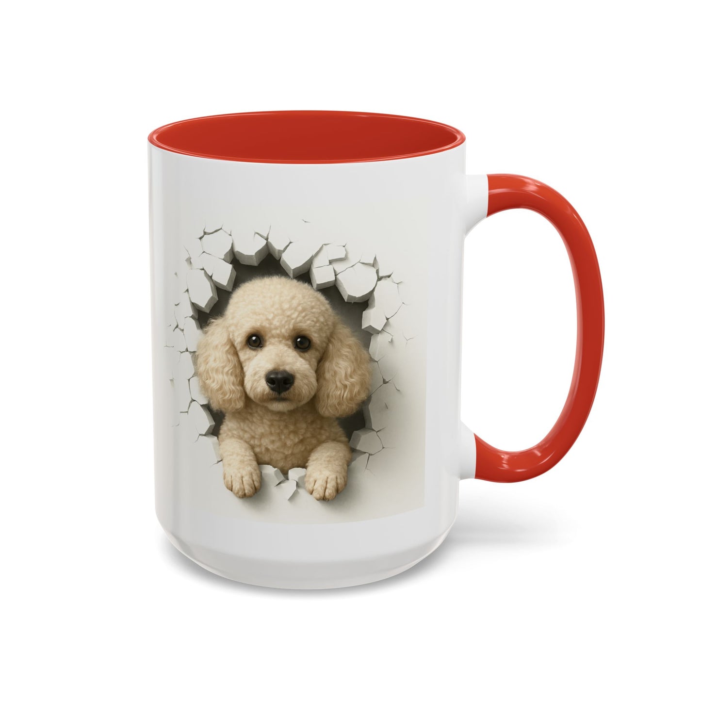 Poodle Peeking Accent Coffee Mug – Cute Dog Lover Gift (11/15oz)