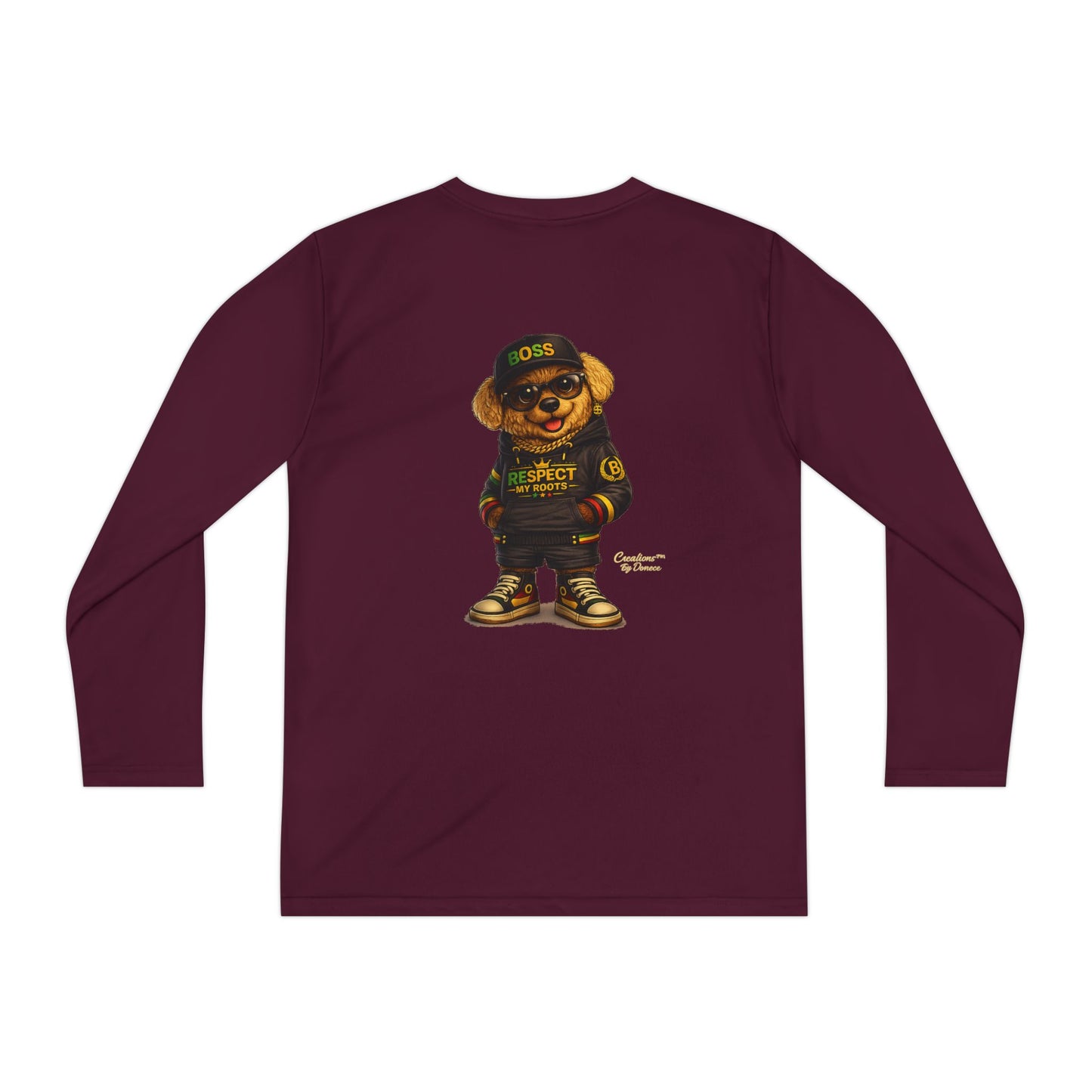 Youth Long Sleeve Tee — Streetwear Bear Graphic, 'Respect' Hip-Hop Kids Shirt