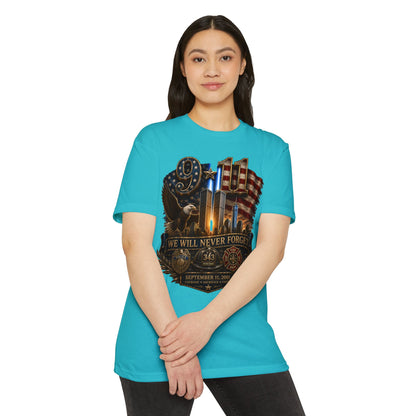 9/11 Memorial T-Shirt — "We Will Never Forget" Patriotic Tribute