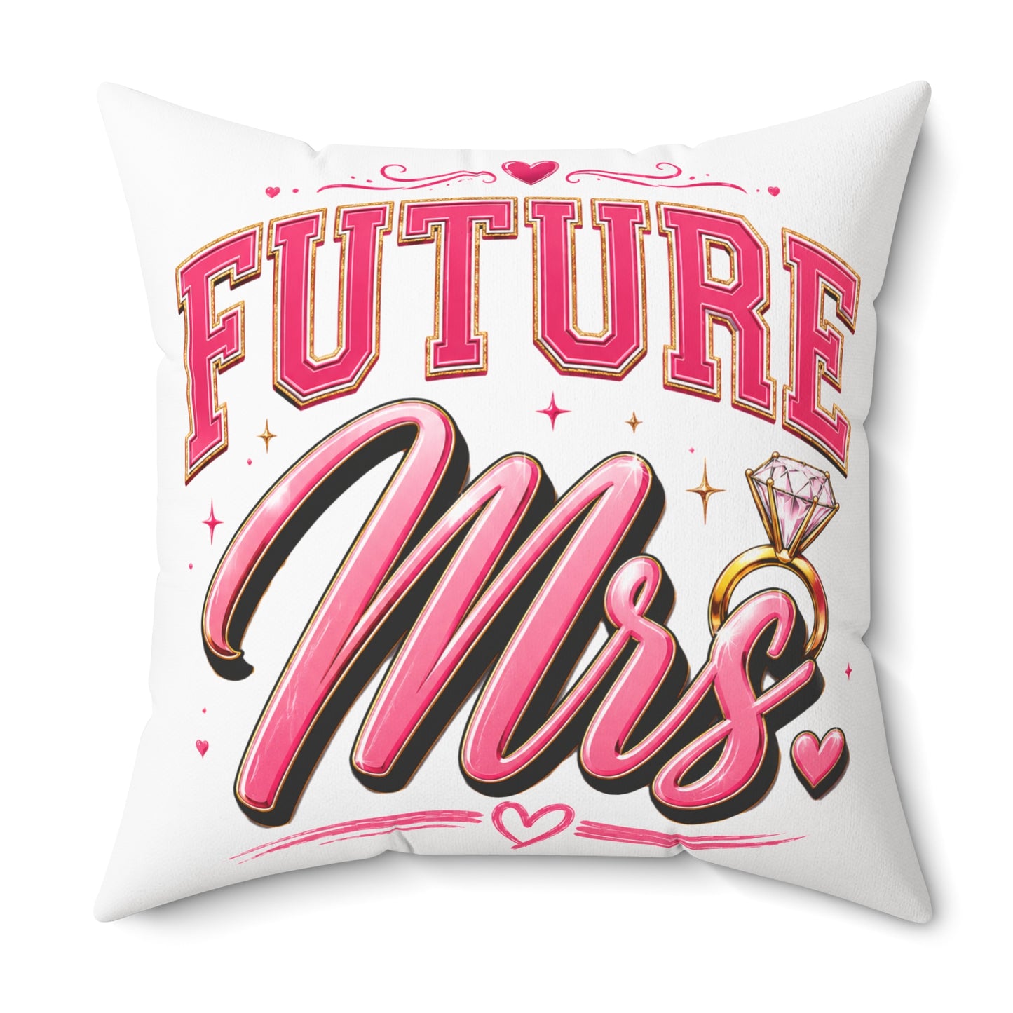 Future Mrs. Decorative Pillow — Bridal Engagement Ring Accent Cushion