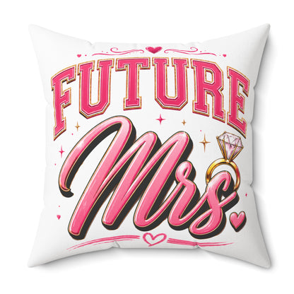 Future Mrs. Decorative Pillow — Bridal Engagement Ring Accent Cushion