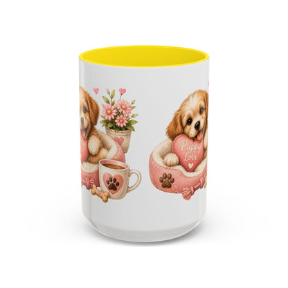 Puppy Love Coffee Mug — Cute Dog Heart Accent Mug (11/15oz)