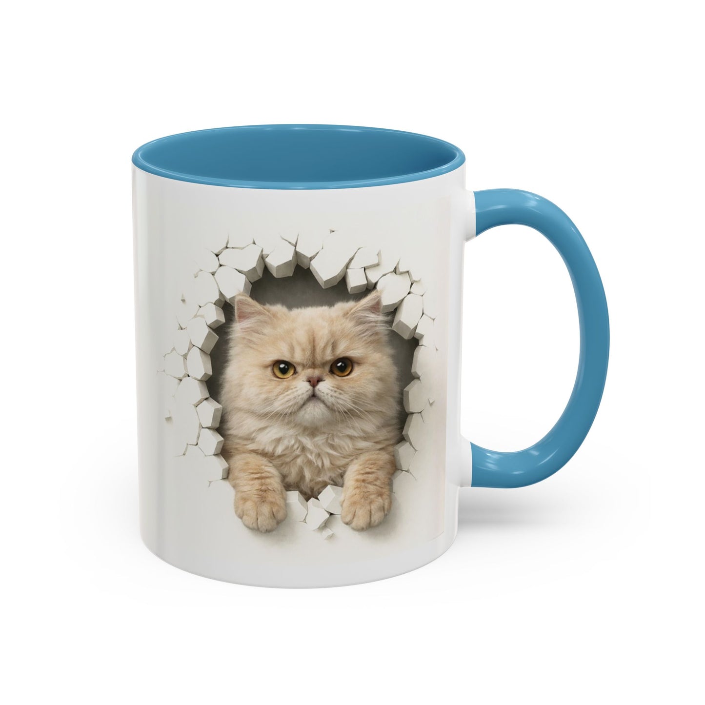 Cat Peeking Accent Coffee Mug — Cute Persian Cat Design (11/15oz)