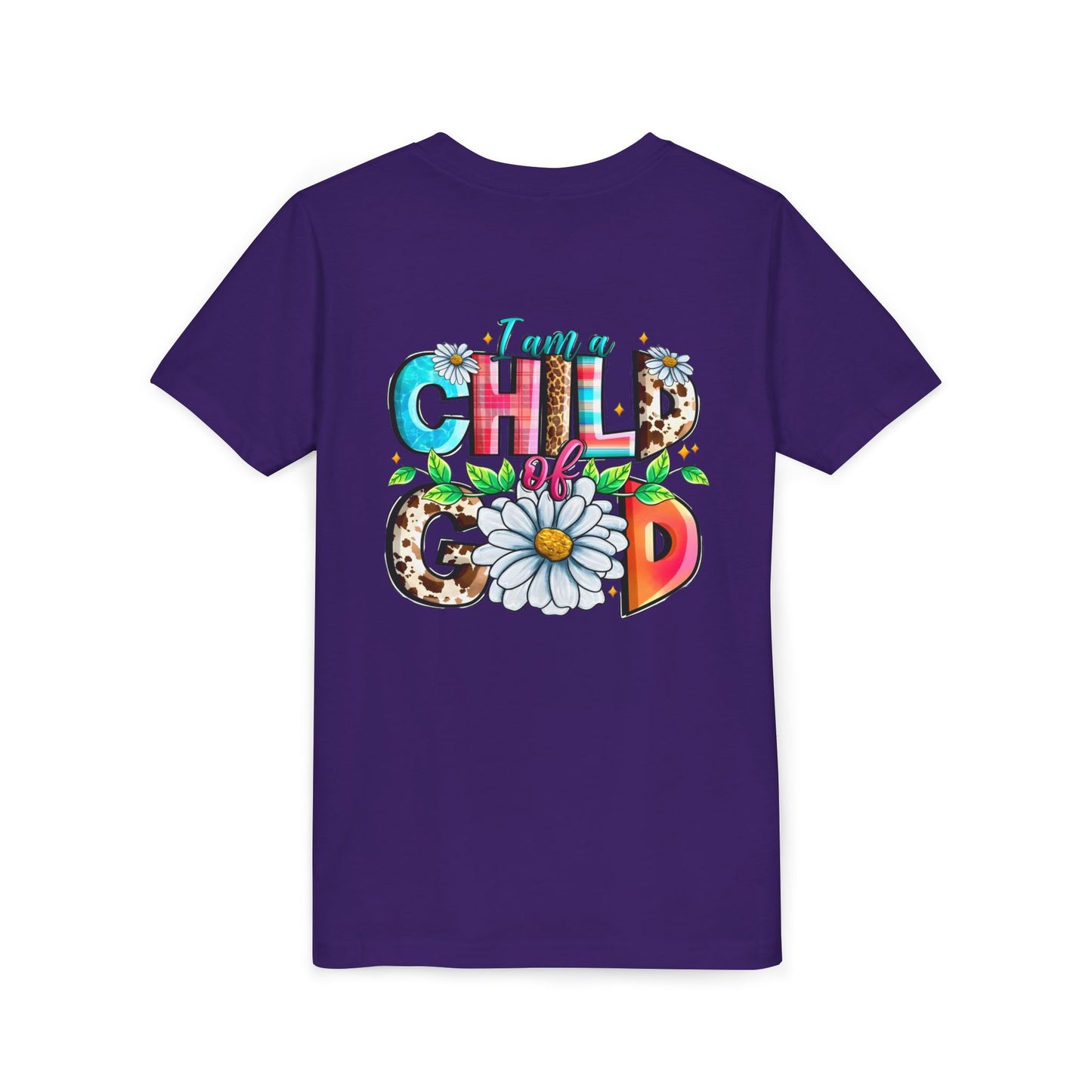 Youth Tee — "I Am a Child of God" Floral Christian Graphic