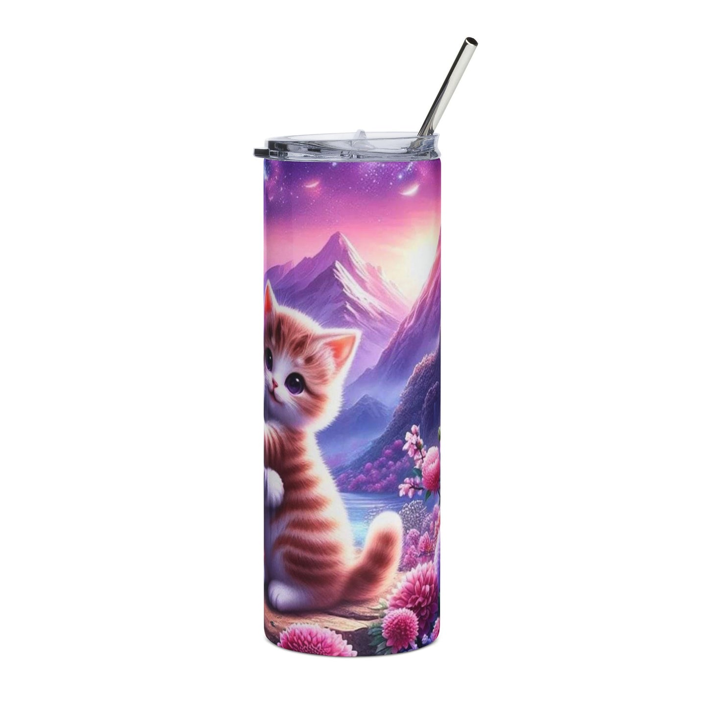20oz Cat Tumbler — Cute Hugging Kittens Stainless Steel Travel Cup