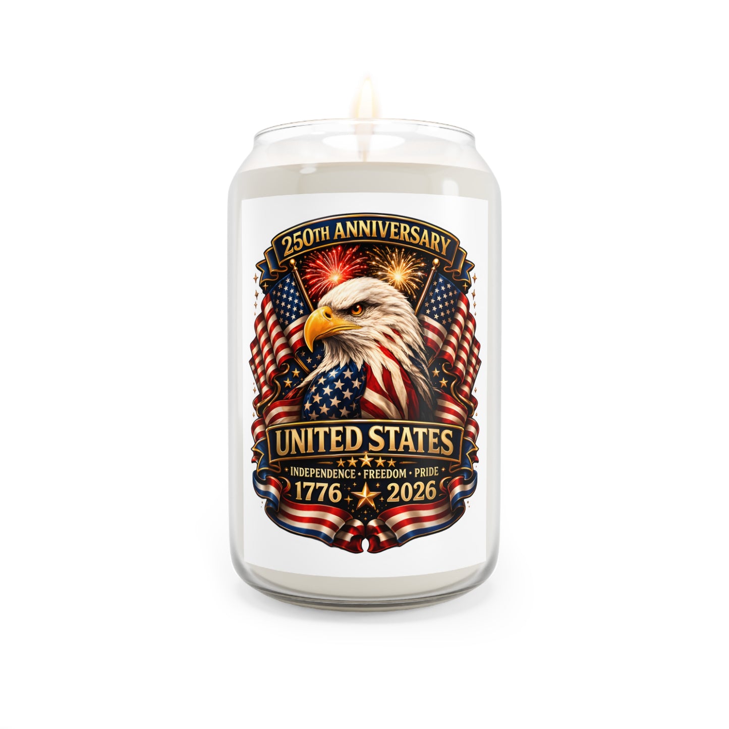 Patriotic Soy Candle 13.75oz — "United States 1776–2026" Eagle Anniversary Scented Candle