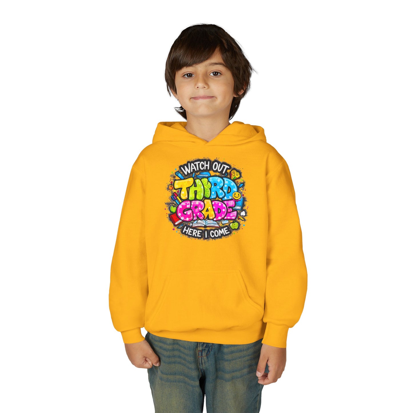 Third Grade Hoodie — "Watch Out Third Grade Here I Come" Kids Back-to-School Sweatshirt