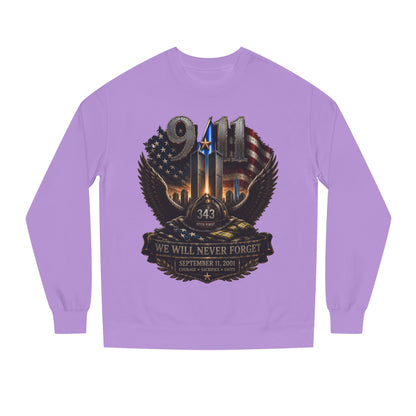 9/11 We Will Never Forget Crewneck Sweatshirt – Memorial Tribute