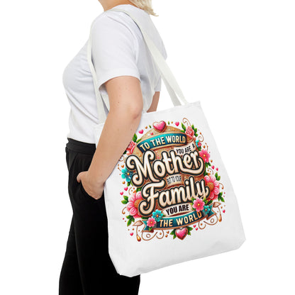 Mother & Family Floral Tote Bag — "To the world you are a Mother" Gift Tote