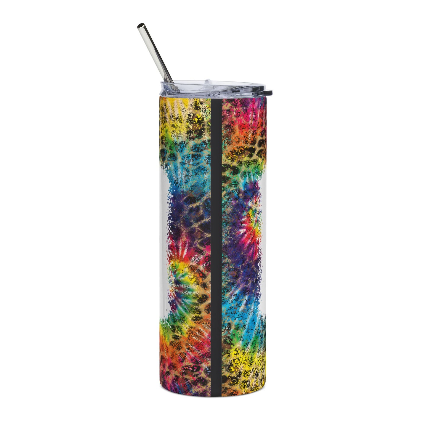 20oz Stainless Tumbler — Tie-Dye Leopard "Dog Mama" Paw Travel Mug