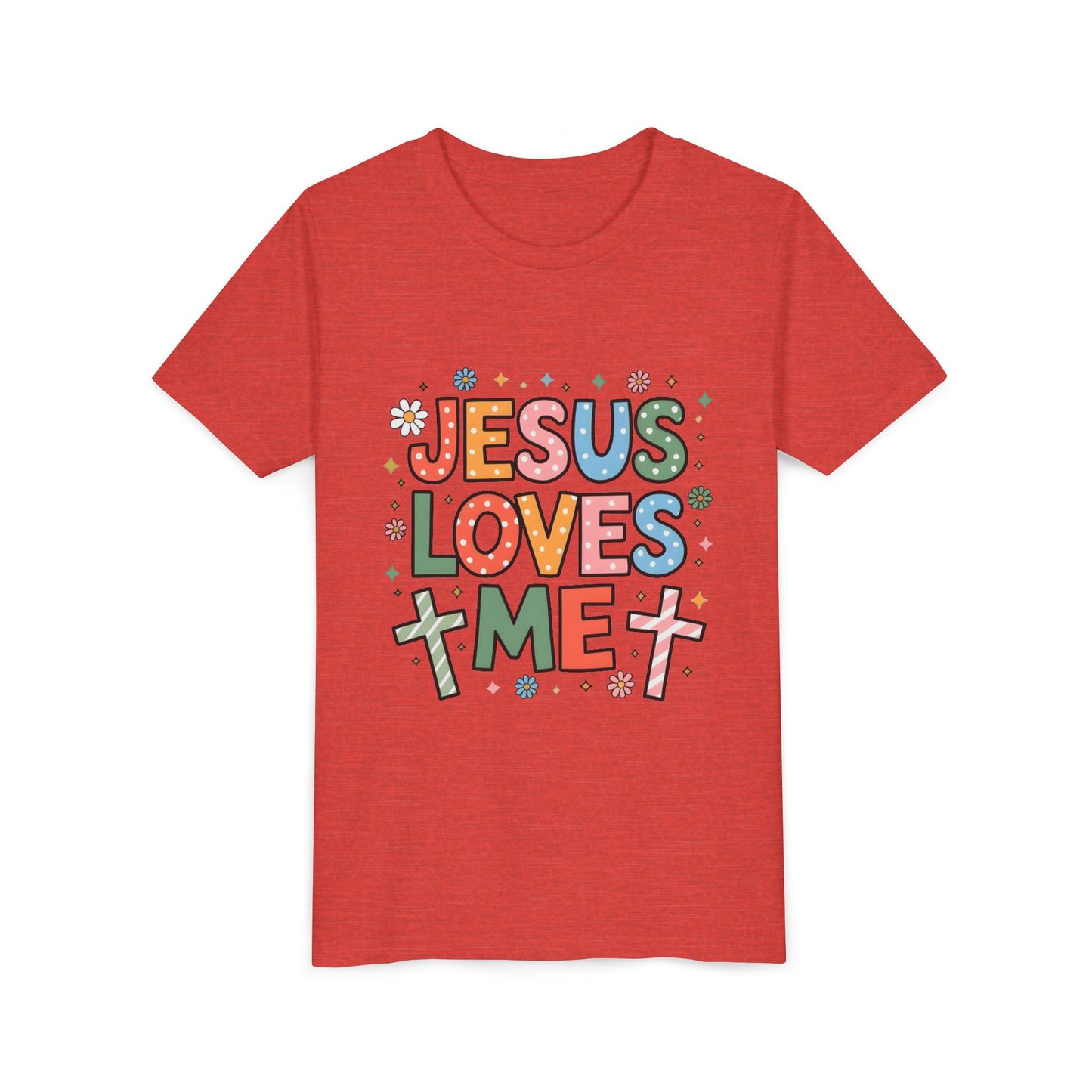 Youth Tee — "Jesus Loves Me" Colorful Christian Kids T-Shirt