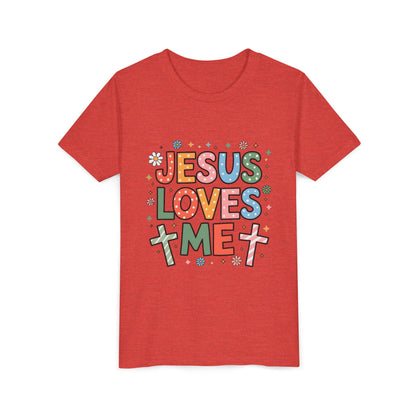 Youth Tee — "Jesus Loves Me" Colorful Christian Kids T-Shirt