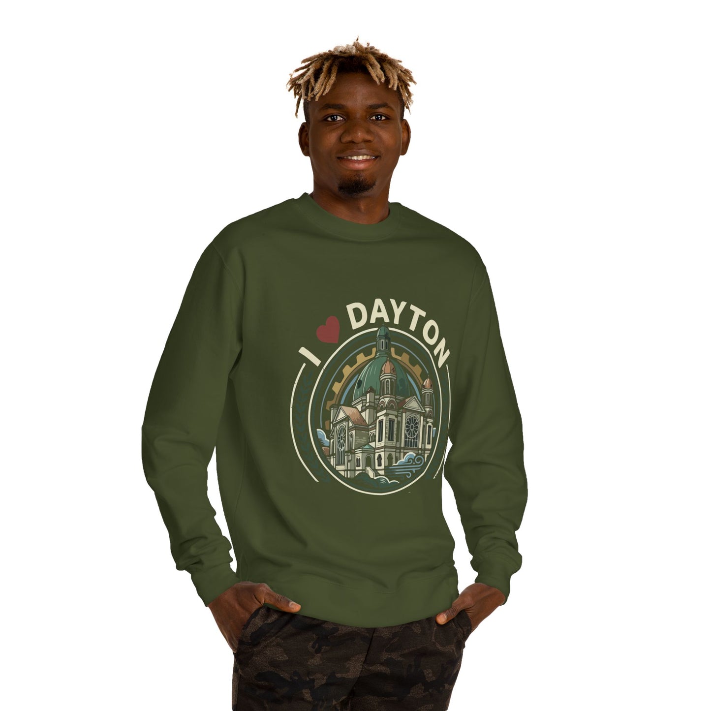 I  Dayton Crewneck Sweatshirt — Retro City Landmark Pullover