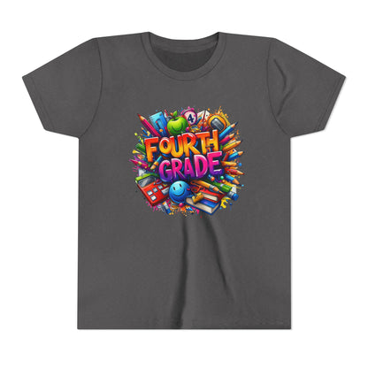 Fourth Grade Youth T‑Shirt – Colorful School Supplies Back to School Tee