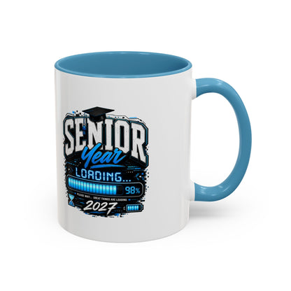 Senior Year Loading 2027 Accent Coffee Mug — Graduation Gift Cup (11/15oz)
