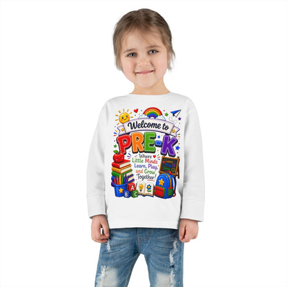 Welcome to Pre-K Toddler Long Sleeve Tee — Cute Back-to-School Preschool Shirt