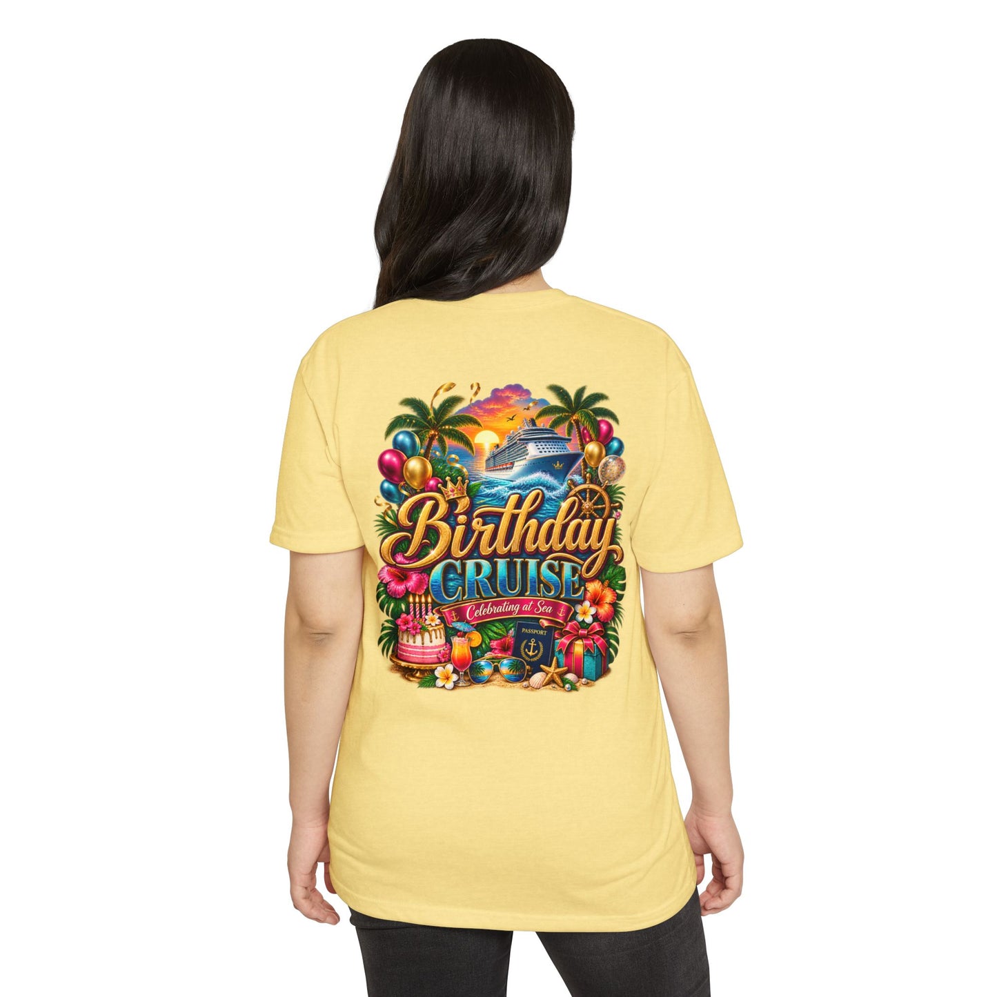 Birthday Cruise T-Shirt — Tropical Celebration Tee with Cruise Ship Design