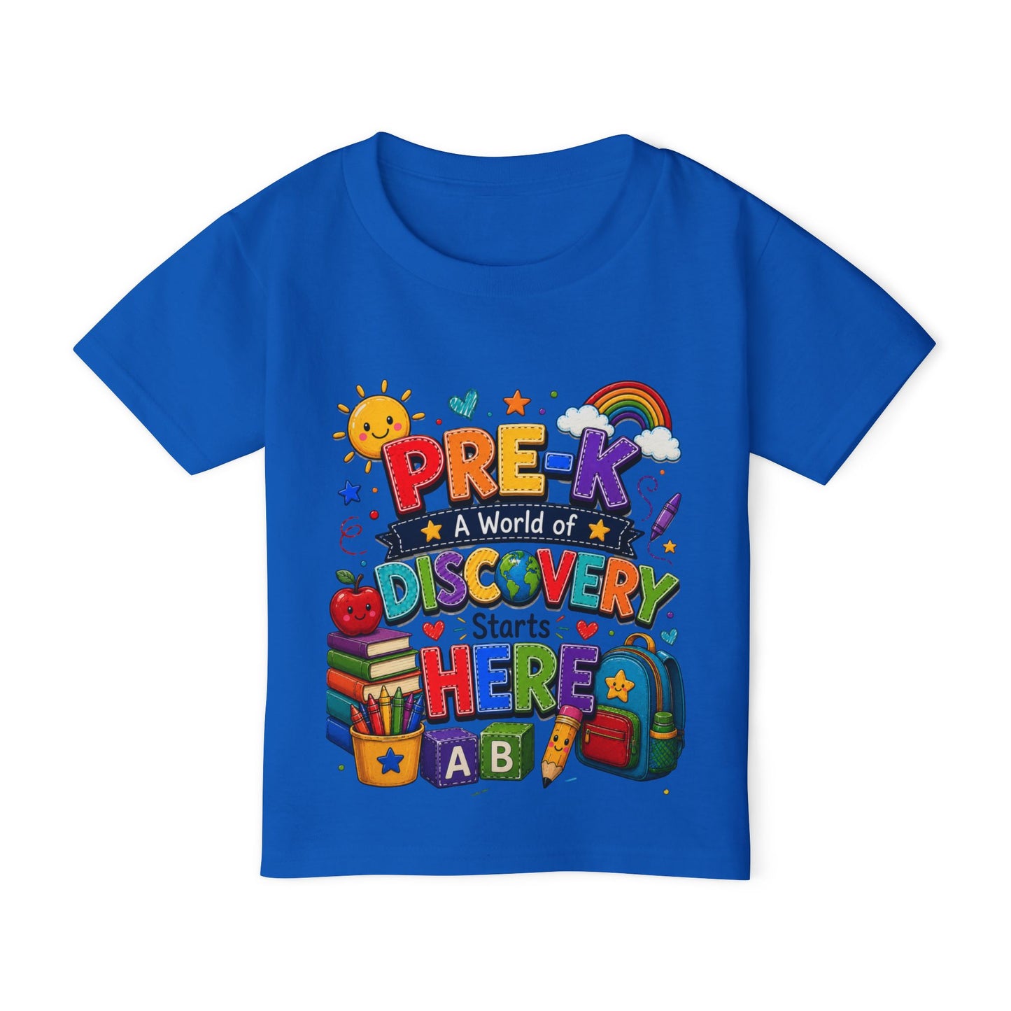 Toddler T‑Shirt — "Pre-K: A World of Discovery Starts Here" Colorful Back-to-School Tee