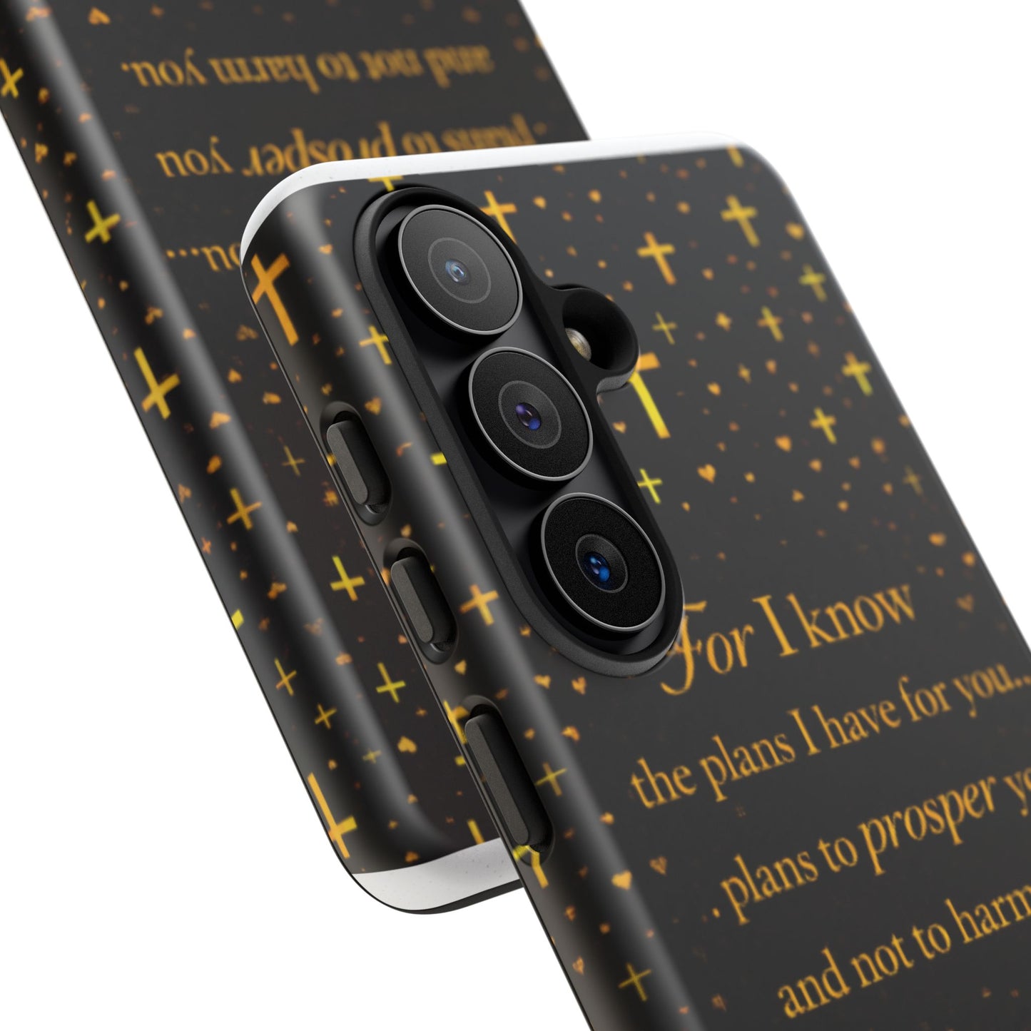 Phone Case — "For I Know" Jeremiah 29:11 Gold Cross Christian Tough Case