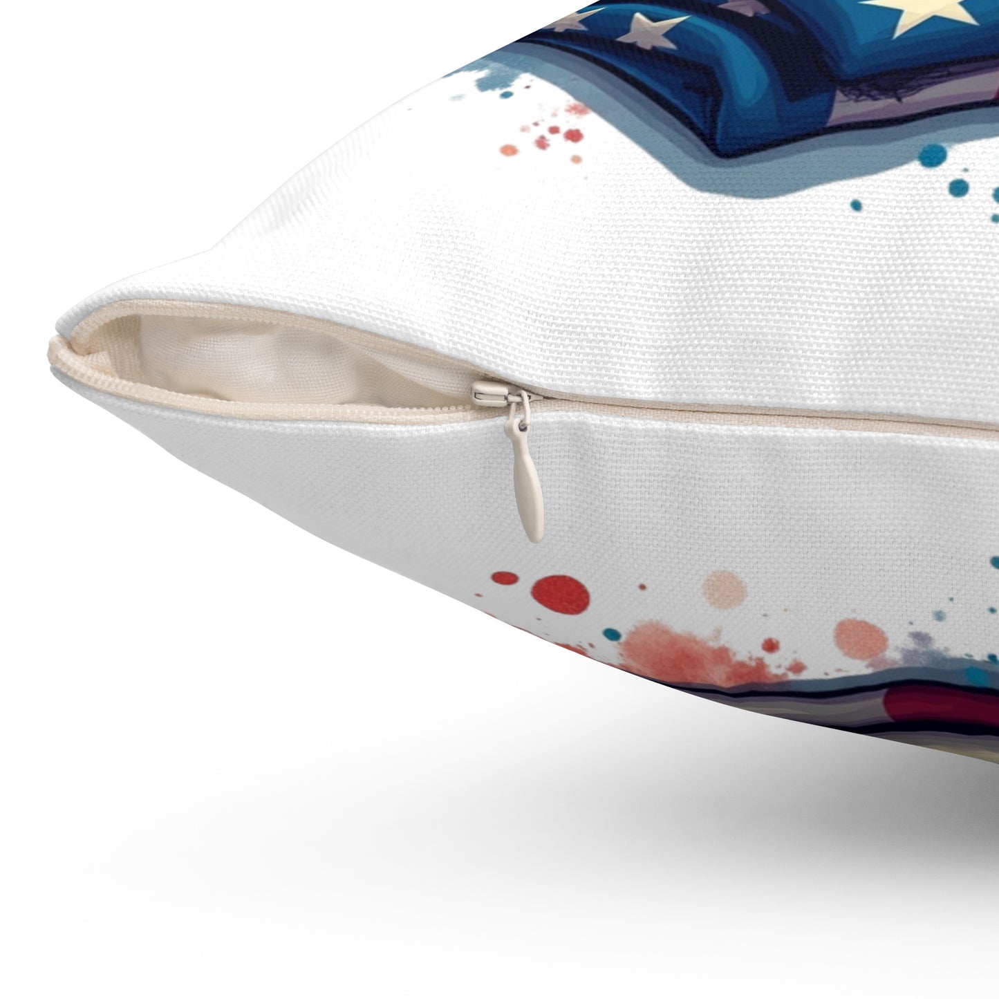 Never Forget 9/11 Memorial Throw Pillow — Firefighter Helmet & American Flag