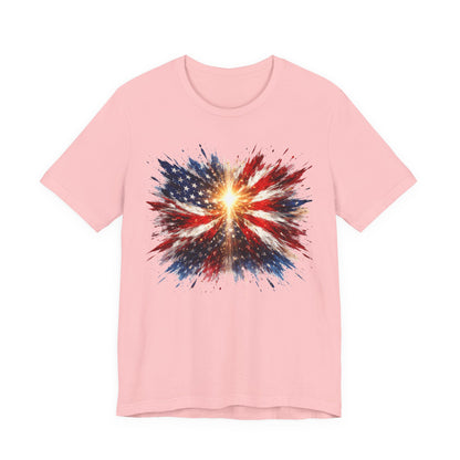 American Flag Explosion T‑Shirt — Patriotic Firework USA Tee