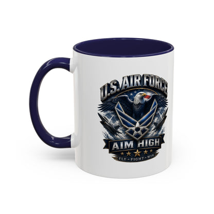 U.S. Air Force Accent Coffee Mug — Aim High Eagle Design (11/15 oz)