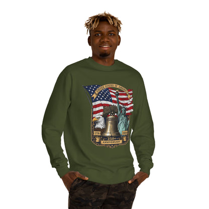 Liberty 250th Anniversary Sweatshirt — American Flag, Liberty Bell & Statue of Liberty Graphic
