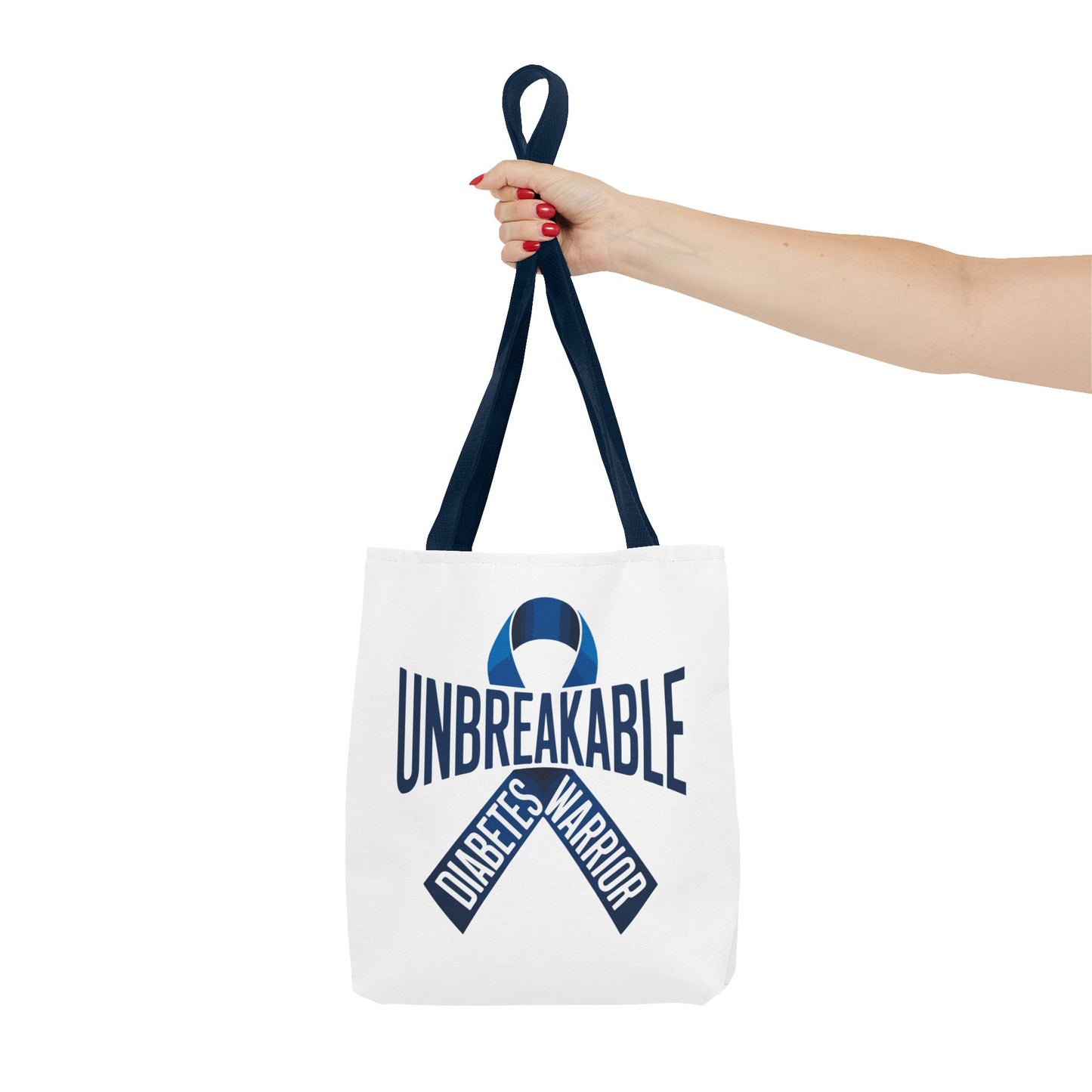 Diabetes Warrior Unbreakable Tote Bag – Blue Awareness Ribbon All-Over Print