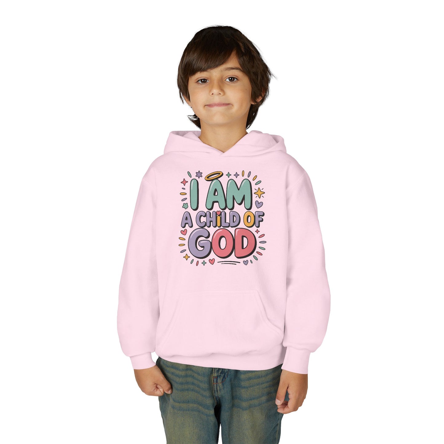 Youth Hoodie — "I Am a Child of God" Inspirational Kids Hooded Sweatshirt