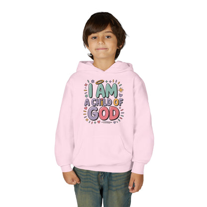 Youth Hoodie — "I Am a Child of God" Inspirational Kids Hooded Sweatshirt
